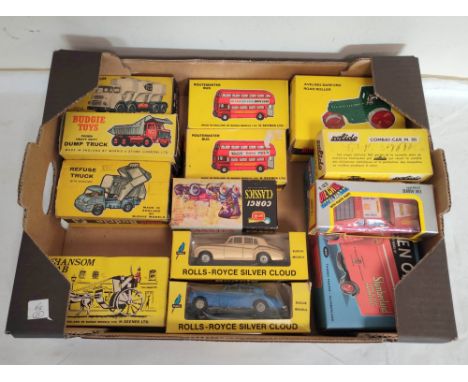 Vintage die cast toys to include nine boxed 1960s Budgie Toys model cars, a Solido Combat Car M.20, a Burago BMW M1, Corgi Cl