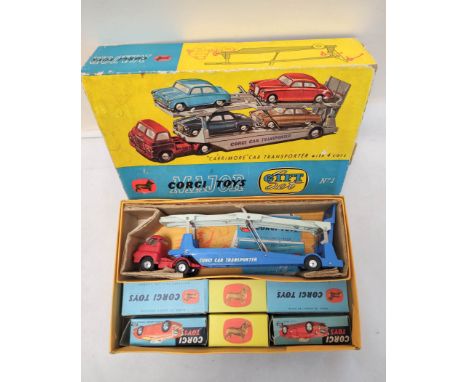 Corgi Major Toys Gift Set No.1 Carrimore Car Transporter with four Boxed Cars, consists of: Car Transporter, 208 Jaguar 2.4 L