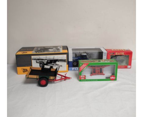 Quantity of vintage boxed collectors models to include a 1:32 scale Britains Elite Land Rover series I, a Siku disc harrow 19