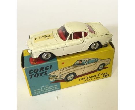 Corgi Toys 258 The 'Saint's' Car Volvo P.1800, cream with red interior, cream decal to bonnet, spun hubs. Overall G condition