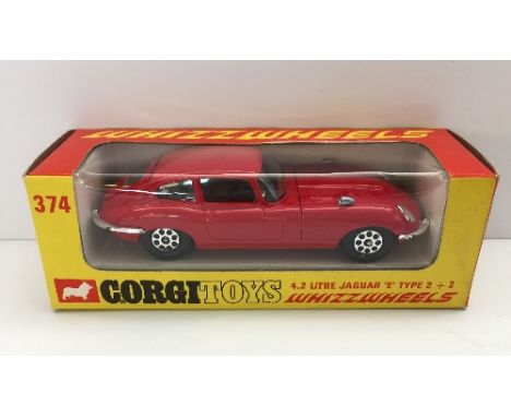 Corgi Whizzwheels 374 4.2 Litre Jaguar 'E' Type 2+2, red with black interior, chrome fittings, Whizzwheels. VG in VG box with