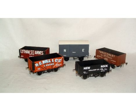 0 Gauge 5 x  Kit Built Goods Wagons by Parkside Dundas, Slaters and others - Private Owner Wagons -  Lytham St Annes Gas Work