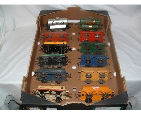 HORNBY 0 Gauge - 12 x No 1 Petrol Tankers - Green 'Castrol', Silver 'Esso', Red 'Shell' Motor Spirit, Yellow 'Shell' Lubricat