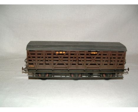 An 0 Gauge plasiic Kit Built lighly weathered 3 axle GWR GUV Van - expertly made and detailed with 3 link couplings, sprung B