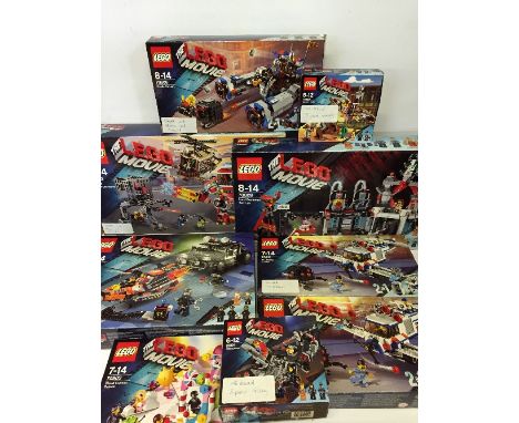 Nine Lego Movie Lego Sets: 70813 Rescue Reinforcements; 70809 Lord Business' Evil Lair; 70808 Super Cycle Chase; 70806 Castle