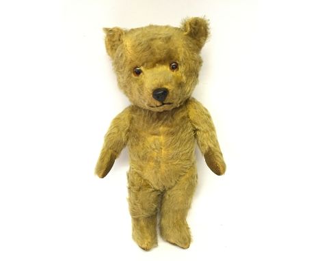 Chiltern (England) Musical Teddy Bear: plastic nose, stitched mouth, velveteen pads, label to side. Height 42cm. Requires a c