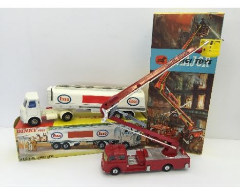 Corgi Major Toys 1127 Simon Snorkel Fire Engine (E in E box with leaflet). Together with Dinky Toys 945 AEC Fuel Tanker ESSO,