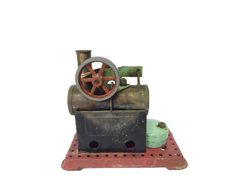 Mamod Stationary Steam Engine with burner. Height 15.5cm. Overall F and has been fired.