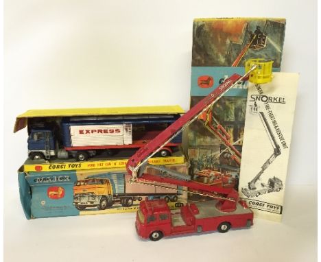 Two Corgi Major Toys models: 1127 Simon Snorkel Fire Engine (G/VG with instructions in VG box); 1137 Ford Tilt Cab 'H' Series