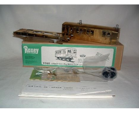 An 0 Gauge ROXEY Mouldings 7C60 unpainted Brass partly Built LBSCR Strudley Brake Third - an expertly partly built highly det