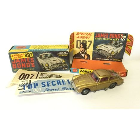 Corgi Toys James Bond 007 261 Aston Martin DB5 from 'Goldfinger', gold with red interior and spoked wheels, with Secret Instr