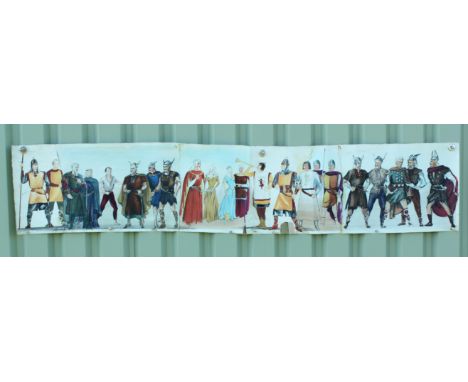 Assorted original costume designs - Prince Valiant etc. Taped together as frieze. Unknown artist / designer Provenance: from 