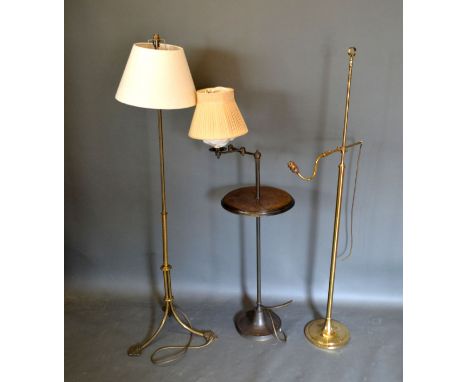 A Brass Adjustable Lamp Standard together with two other similar lamp standards 