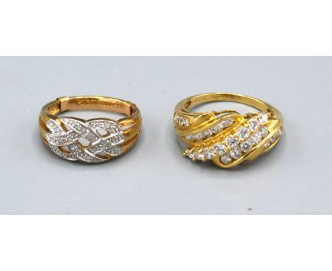 A 9ct. Gold Diamond Set Ring, ring size L, 2.8 gms. together with a 9ct. gold dress ring, ring size N, 3.6 gms. 