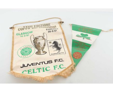 CELTIC F.C., COLLECTION OF PENNANTS, comprising two European Cup winners, vs.Real Madrid 1980, Real Sociedad 1982, Juventus 1