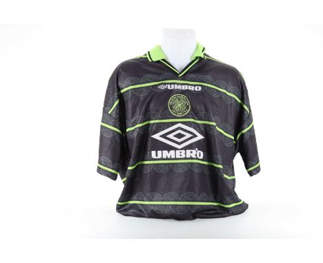 PAUL LAMBERT OF CELTIC F.C., MATCH WORN AWAY JERSEY, 1998/99  Umbro label, SPL sleeve patches, short-sleeved, LAMBERT 14 and 