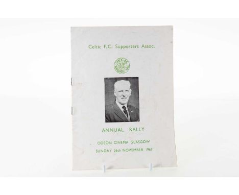 CELTIC F.C., BANQUET / RALLY PROGRAMMES, comprising signed Sean Fallon homecoming menu (25th May 1954), 1961 rally, 1967 rall