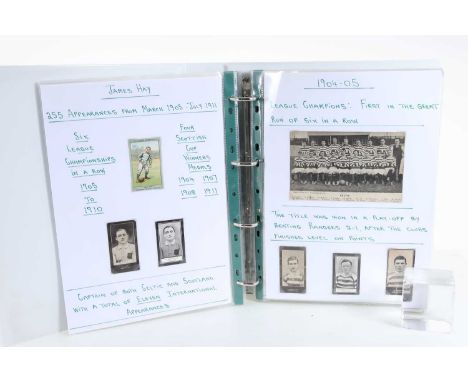 CELTIC F.C., COLLECTORS ALBUM, 1888-1930 comprising a display of items and text relating to the club including cigarette and 