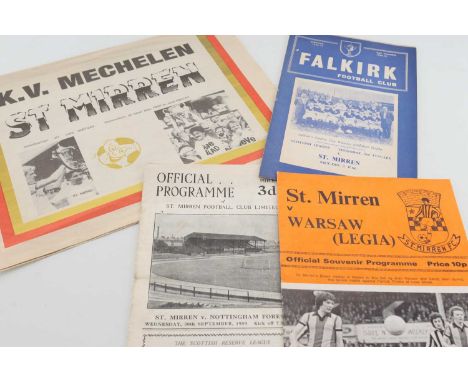 ST. MIRREN F.C., COLLECTION OF ITEMS, comprising vs. Falkirk 2nd Jan 1958, Aberdeen 3rd Oct 1959, KVM Krant 21st Oct 1987, fu