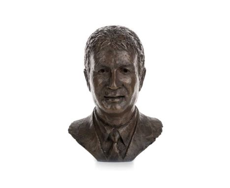 SANDY JARDINE OF RANGERS F.C., BRONZED RESIN BUST, BY HELEN RUNCIMAN numbered HR-SJ-027-72, with foil sticker verso19cm high