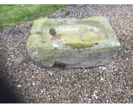 19th century rectangular stone trough, W84cm, H31cm, D61cm.  This lot is located in Hunmanby, Scarborough YO14 and sold in si