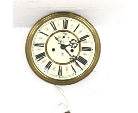 Early 20th century Gustav Becker clock movement, enamel Roman dial with subsidiary seconds dial, back plate stamped 'P64', se