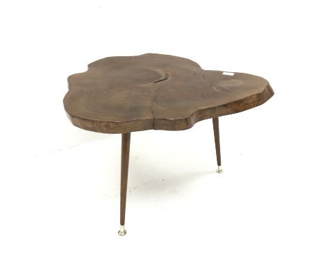 Mid century waney edge elm tripod table , W67cm, H45cm, D56cm - Condition Report 