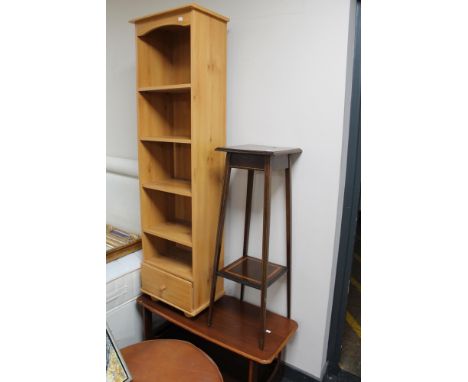 An Edwardian mahogany plant stand and lamp table 