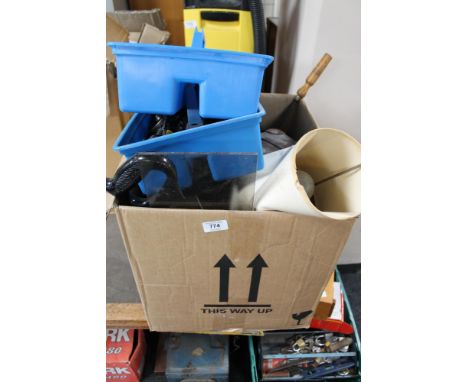 A box of tools and garage items 