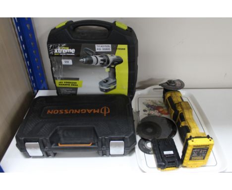 A Challenge Xtreme drill, Socket set and grinder 