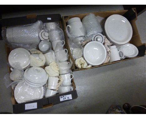 Poole 'Compact' Style (White Oatmeal), 66 pieces including Three Coffee Pots (one large, two small), Milk Jug, Two Sugar Bowl