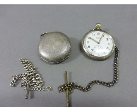 Buren Grand Prix Military Pocket Watch marked G.S.T.P and an Engine Turned Silver Cased Pocket Watch