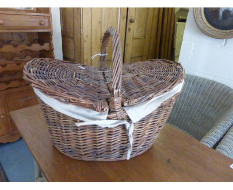 Vintage Double Opening Wicker Picnic Basket and a Quantity of Others