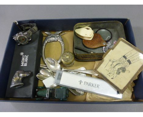 Mixed Lot including Parker Pen, Dog Walking Stick Handle, Watch, etc