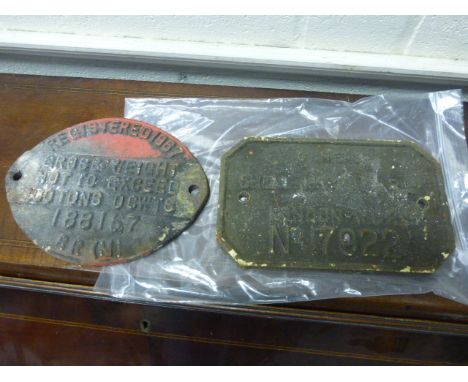 Railwayana; Two 1950/ 60's Wagon Plates in unrestored condition