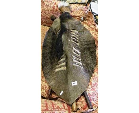 Vintage Zulu Hide Shield and Weapons