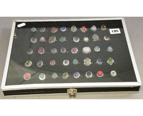 Ring Case containing 40 Dress Rings, mostly marked 925