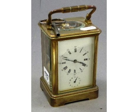 Gilt Brass Striking Alarm 8 Day Carriage Clock