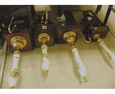 Four Beer Pumps with Hunting Scene Ceramic Handles