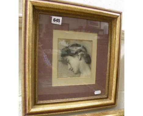 19th / 20th century Framed Pastel Portrait of a Pensive Woman