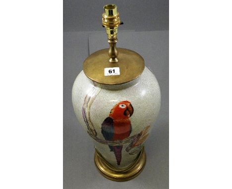 Large Ceramic Table Lamp Base decorated with Parrots