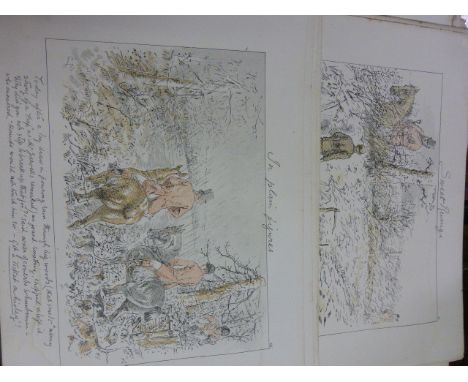 Collection of Hunting Prints / Book Plates by GB, Pencil Drawing of a Georgian Political Cartoon and a Page from Illustrated 
