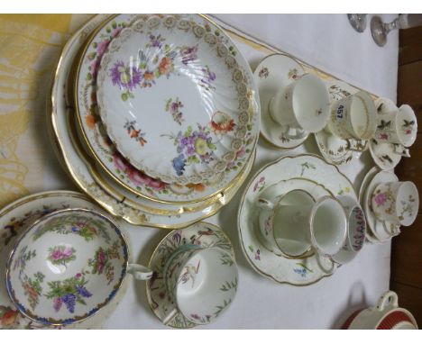 Collection of 19th century Porcelain, mainly hand painted, including Cups and Saucers, Plates, Mintons, Limogue, etc