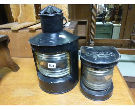 Two Vintage Metal Ship Lamps