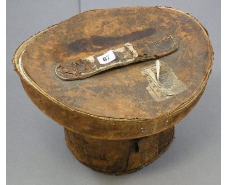 Vintage Leather Hat Box with L &amp; N.W.RY Label and French Made Top Hat