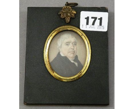 19th century Miniature Portrait of Gentleman in an Ebonised Frame