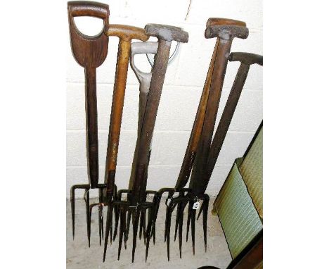 Eight Vintage Garden Forks