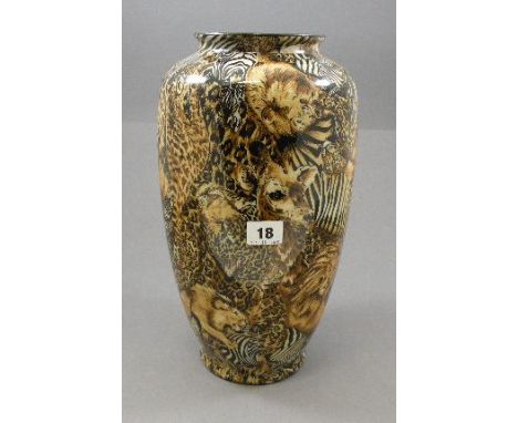 Ceramic Vase with Collage Jungle Animal Design