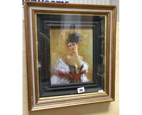 Studio Framed Oil Painting Portrait of a Burlesque Dancer
