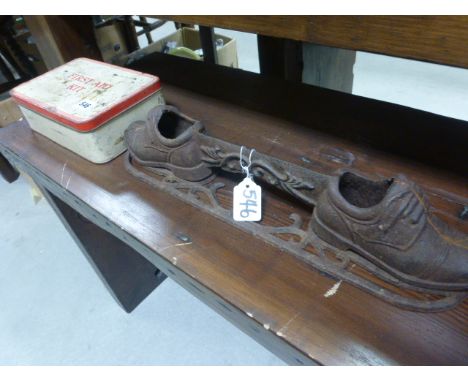 Cast Iron Boot Scraper and a Vintage First Aide Lit with contents